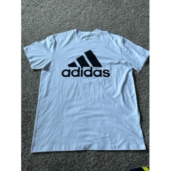 Adidas Golf Mens White Short Sleeve Crew Neck Shirt Size Large 3 Stripes Logo - Picture 1 of 11